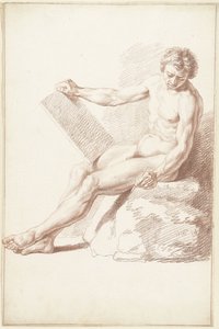 Siedząc nago w akademii, jak rysownik autorstwa Louis Fabritius Dubourg