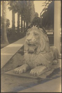 [Dziecko na statuetce lwa] autorstwa Louis Fleckenstein