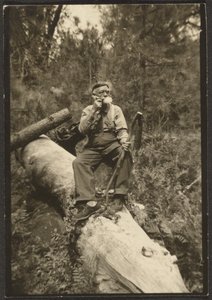 [Fleckenstein on a Log] autorstwa Louis Fleckenstein