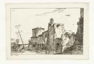 Fort i most nad rzeką autorstwa Louis Gabriel Moreau