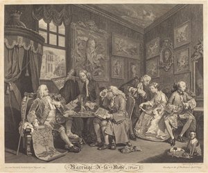 Małżeństwo a la Mode: pl.1 autorstwa Louis Gerard Scotin after William Hogarth