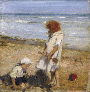 Zabawa na plaży (olej na płótnie) autorstwa Louis Ginnett
