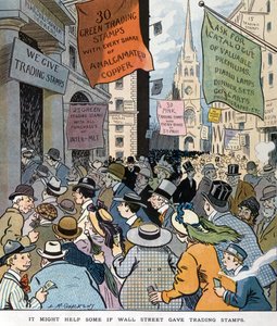 Niektórym mogłoby pomóc, gdyby Wall Street dała znaczki handlowe autorstwa Louisa Glackensa 1866-1933, artysty. Opublikowano w 1907 r.