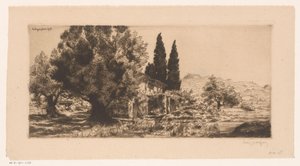 Gezicht op Les Lecques i Saint-Cyr-sur-Mer Les Lecques czerwiec 1918 (tytuł na obiekcie) autorstwa Louis Godefroy (signed by artist)