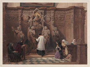 Konfesjonał, kościół św. Pawła, Antwerpia, 1838. autorstwa Louis Haghe
