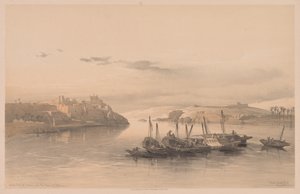 Egipt i Nubia: Tom II - nr 28, Widok ogólny Asouanu i wyspy Elefantyna autorstwa Louis Haghe