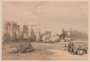 Egipt i Nubia: Tom II - nr 4, Fragmenty Wielkich Kolosów, w Memnonium, 1838. autorstwa Louis Haghe
