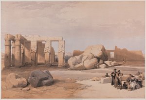 Egipt i Nubia, Tom II: Fragmenty Wielkich Kolosów w Memnoniu, Teby autorstwa Louis Haghe