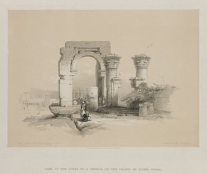 Egipt i Nubia, Tom II: Ruiny - Świątynia na wyspie Biggeh, Nubia, 1847. autorstwa Louis Haghe