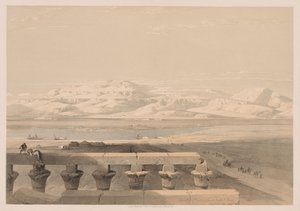 Egipt i Nubia: Tom I - nr 30, Libijski Łańcuch Gór ze Świątyni Luksor autorstwa Louis Haghe