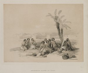 Egipt i Nubia, tom I: abisyńscy niewolnicy odpoczywający w Korti-Nubia, 1847. autorstwa Louis Haghe