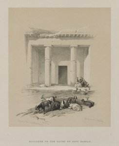 Egipt i Nubia, tom I: Wejście do jaskiń Beni-Hasan autorstwa Louis Haghe