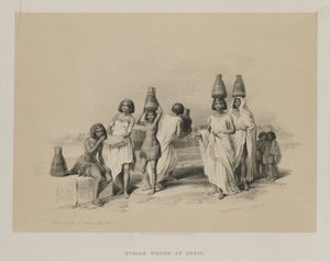 Egipt i Nubia, Tom I: Nubijskie Kobiety w Kortie, nad Nilem, 1847. autorstwa Louis Haghe