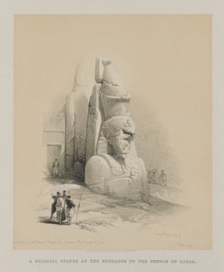 Egipt i Nubia, Tom I: Jeden z dwóch kolosalnych posągów Ramzesa II. Wejście do świątyni w Luksorze autorstwa Louis Haghe