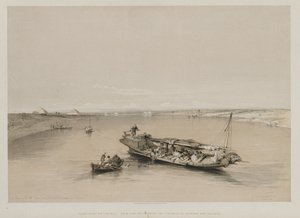 Egipt i Nubia, Tom I: Widok na Nil w kierunku piramid Dashour i Saccara, 184 autorstwa Louis Haghe