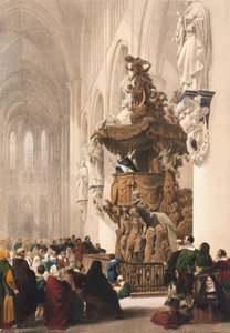 Ambona w St. Gudule, Bruksela, arkusz 5 z „Portfolio szkiców Haghe: Belgia, Niemcy”, c.1845-55 autorstwa Louis Haghe