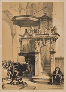Szkice w Belgii i Niemczech, pierwsza seria, ambona w katedrze w Treves autorstwa Louis Haghe