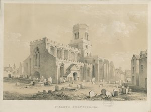 Stafford - Kościół Mariacki: litografia, 1841 autorstwa Louis Haghe