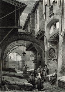 Getto, Rzym, ryc. S.V. Hunt, Cassell und Company, 1847 autorstwa Louis Haghe