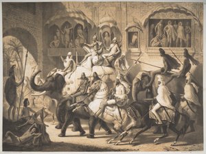 Droga w Lahore, marzec 1842 autorstwa Louis Henri de Rudder