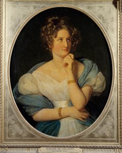 Portret francuskiej pisarki Delphine Gay (1804-1855), Madame Emile de Girardin Nazywa się wicehrabia Charles de Delaunay. Obraz Louisa Hersenta (1777-1860) 1824 nd. 0,92 x 0,72 m²