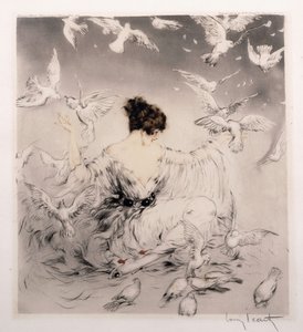 Dziewczyna z gołębiami autorstwa Louis Icart