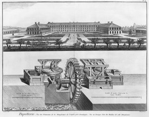 Papiernia, ilustracja z „Encyclopedie des Sciences et Metiers” Denisa Diderota (1713-84) rytowana przez Roberta Benarda (fl.1734) opublikowana ok. 1770