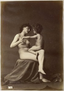 Studium aktu kobiecego, siedzącego z nagim dzieckiem na kolanach autorstwa Louis Jean Baptiste Igout (attributed to)