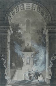Scena z tragedii Semiramidy Woltera (1694-1778) (pióro i atrament i toaleta na papierze)