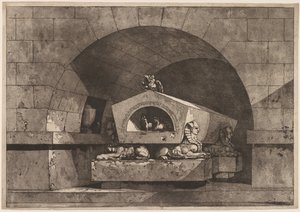 Grobowiec ze sfinksem: pomnik nagrobny z sową na sarkofagu podpartym przez sfinksa, ok. 1930 r. 1779-84.