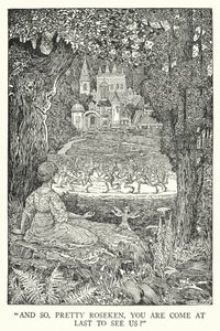 - A więc, śliczna Roseken, przyszłaś w końcu nas zobaczyć? (lito) autorstwa Louis John Rhead