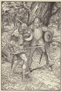 Boże-na-miłosierdzie, dobry człowieku, rzekł Robin, Chętnie bym znał twoje imię… autorstwa Louis John Rhead