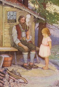 Ilustracja do Heidi autorstwa Johanny Spyri (kolorowa litografia) autorstwa Louis John Rhead