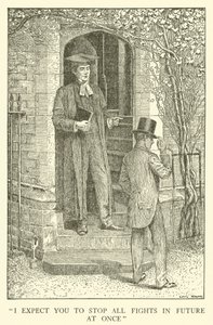 Ilustracja do Dni Szkolnych Toma Browna (grawerowanie) autorstwa Louis John Rhead