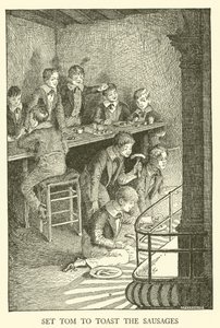 Ilustracja do Dni Szkolnych Toma Browna (grawerowanie) autorstwa Louis John Rhead