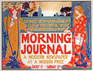 Literatura. Dziennik poranny, gazeta. Plakat Louis Rhead, USA, ok. 1895 (plakat) autorstwa Louis John Rhead