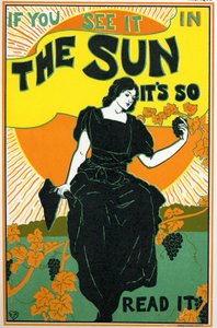 Literatura. Słońce, gazeta. Plakat Louis Rhead, USA, ok. 1890 (plakat) autorstwa Louis John Rhead