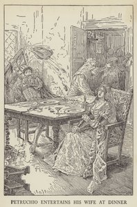 Petruchio zabawia swoją żonę na kolacji autorstwa Louis John Rhead