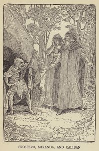 Prospero, Miranda i Kaliban autorstwa Louis John Rhead