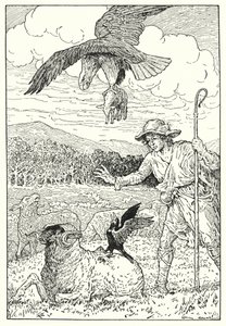 Orzeł i kawka (litografia) autorstwa Louis John Rhead