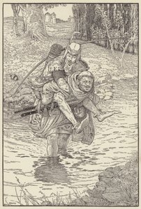 Zakonnik wziął Robina na plecy autorstwa Louis John Rhead