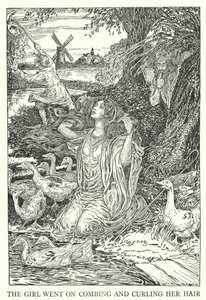 Dziewczyna dalej czesała i kręciła włosy (lito) autorstwa Louis John Rhead