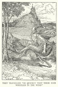 Podróżowali „tak szybko, że ich włosy gwizdały na wietrze” (lito) autorstwa Louis John Rhead