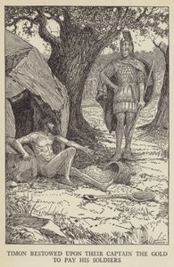 Timon obdarzył ich kapitana złotem, aby zapłacić swoim żołnierzom autorstwa Louis John Rhead