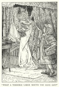 „Jakie masz strasznie duże usta!” (lito) autorstwa Louis John Rhead