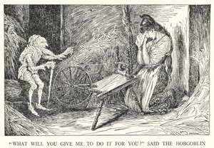 „Co dasz mi, żebym to dla ciebie zrobił?” powiedział Hobgoblin (lito) autorstwa Louis John Rhead