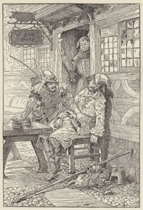 Z uśmiechem na twarzy wyciągnął rękę i wyciągnął nakaz… autorstwa Louis John Rhead