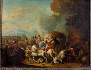 Atak na wóz przez bandytów Obraz Louis Joseph Watteau dit Watteau de Lille (1731-1798) XVIII-wieczne Reims, Musee des Beaux Arts