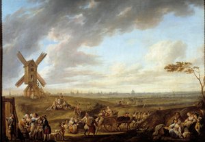 Widok Lille zaczerpnięty z boga Marcq. Obraz Louis Joseph Watteau dit Watteau de Lille (1731-1798)