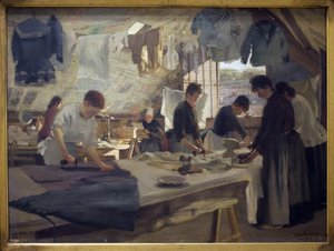 Warsztat Rippera w Trouville. Obraz Louis Joseph Anthonissen (1849-1913), olej na płótnie autorstwa Louis Joseph Anthonissen